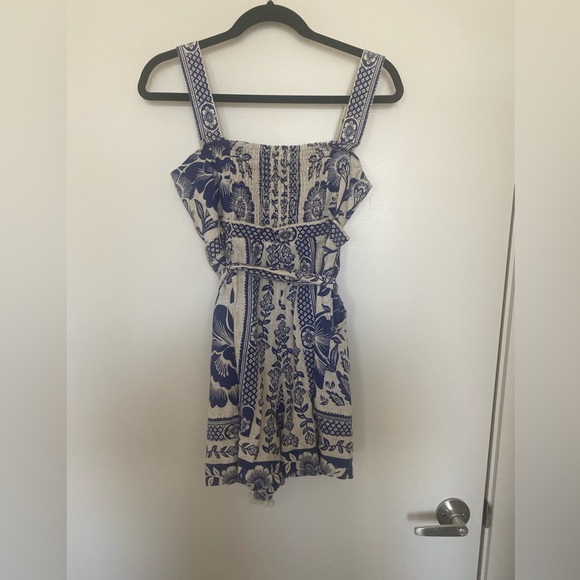 FARM Rio Blue and White Floral Jumpsuit - Size S - Picture 9 of 11